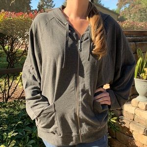 Seven7 oversized drop shoulder zip up hoodie